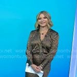 Jenna's brown print tie neck blouse and skirt on Today
