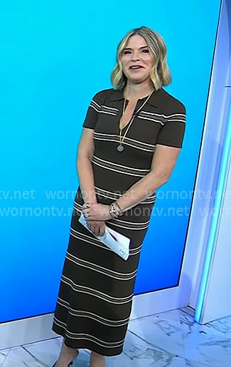 Jenna’s brown striped polo maxi dress on Today