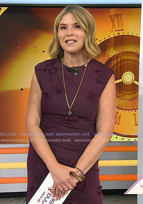 Jenna’s burgundy floral applique dress on Today Jenna’s burgundy floral applique dress on Today