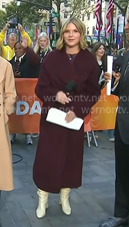 Jenna's burgundy wrap coat on Today