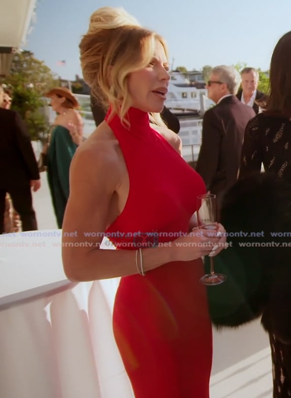 Jennifer’s red turtleneck dress on The Real Housewives of Orange County Jennifer’s red turtleneck dress on The Real Housewives of Orange County