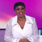 Jennifer's white sheer belted blazer on The Jennifer Hudson Show