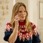 Joanne's navy and red fair isle sweater on Nobody Wants This