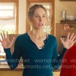 Joanne's teal blue henley top on Nobody Wants This Joanne's teal blue henley top on Nobody Wants This