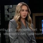 Josslyn’s grey pinstripe blazer on General Hospital Josslyn’s grey pinstripe blazer on General Hospital