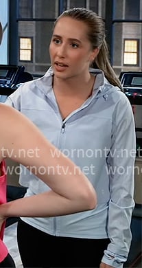 Josslyn's light blue zip jacket on General Hospital Josslyn's light blue zip jacket on General Hospital