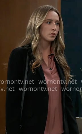 Josslyn's pink button down blouse on General Hospital