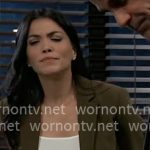 Justine’s olive green suit on General Hospital
