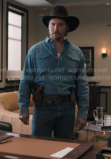 Kayce's blue western denim shirt on Marshals