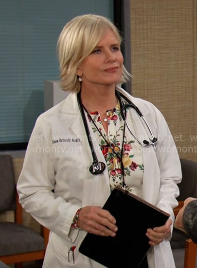 Kayla's white floral cardigan on Days of our Lives