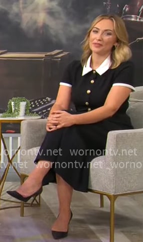 Kelly O'Grady's black and white shirtdress on CBS Mornings