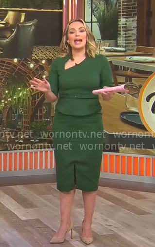 Kelly O'Grady's green peplum dress on CBS Mornings