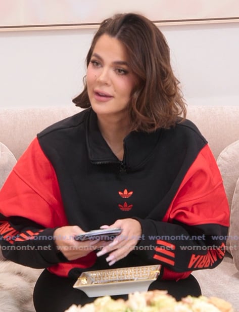 Khloe’s black and red Adidas jacket on The Kardashians