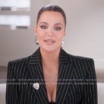 Khloe’s black pinstripe confessional blazer on The Kardashians