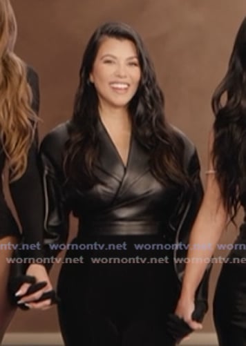 Kourtney's black opening scene leather jacket on The Kardashians