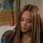Lani's black v-neck blouse on Days of our Lives Lani's black v-neck blouse on Days of our Lives