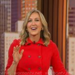 Lara’s red double breasted knit jacket on Good Morning America