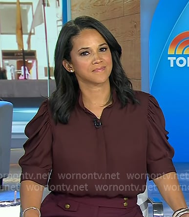 Laura’s burgundy blouse and crop pants on Today Laura’s burgundy blouse and crop pants on Today