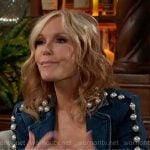Lauren's denim jacket with pearl studs on The Young and the Restless