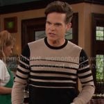 Leo’s black and beige stripe knit sweater on Days of our Lives