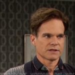 Leo's navy polo and ribbed cardigan on Days of our Lives Leo's navy polo and ribbed cardigan on Days of our Lives