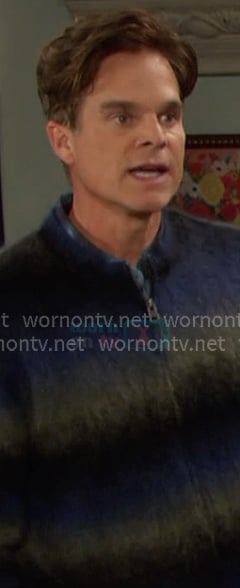 Leo’s striped mohair zip cardigan on Days of our Lives Leo’s striped mohair zip cardigan on Days of our Lives