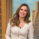 Leslie Lopez’s beige scoop neck zip dress on Good Morning America Leslie Lopez’s beige scoop neck zip dress on Good Morning America