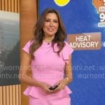 Leslie’s pink ruffle waist sheath dress on Good Morning America Leslie’s pink ruffle waist sheath dress on Good Morning America