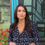 Lilia Luciano's navy polka dot wrap dress on CBS Mornings