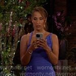 Lily’s blue ruched dress with braided trim on The Young and the Restless Lily’s blue ruched dress with braided trim on The Young and the Restless