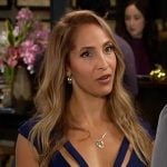 Lily's navy v-neck dress with cutouts on The Young and the Restless