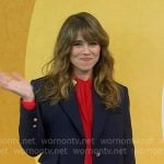 Linda Cardellini’s red blouse and navy pinstripe suit on Today