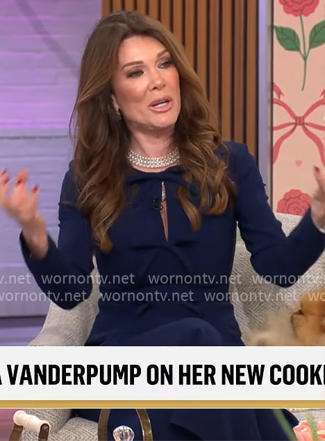 Lisa Vanderpump’s navy dress with bows on CBS Mornings Lisa Vanderpump’s navy dress with bows on CBS Mornings