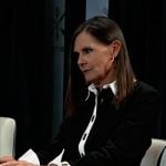 Lucy’s black dress with contrasting collar and cuffs on General Hospital Lucy’s black dress with contrasting collar and cuffs on General Hospital