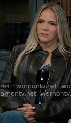 Lulu’s brown leather jacket on General Hospital