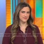 Madison Mills’ burgundy button front dress on CBS Mornings Madison Mills’ burgundy button front dress on CBS Mornings