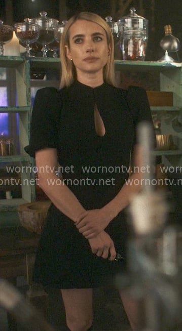 Madison's black short sleeve mini dress on American Horror Story