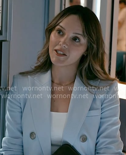 Mallory’s light blue blazer on Chicago Med Mallory’s light blue blazer on Chicago Med