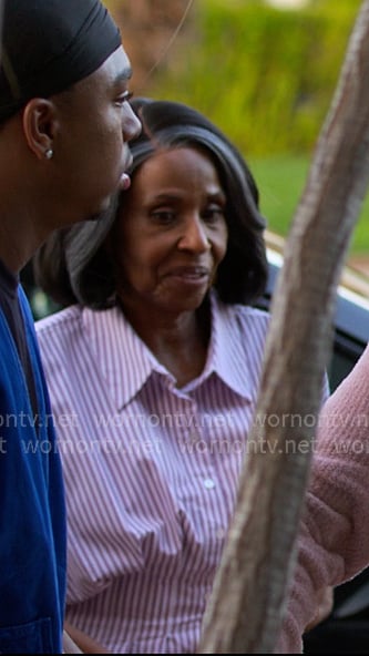 Mama Lu’s pink striped peplum shirt on Reasonable Doubt