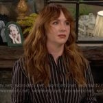 Mariah’s black striped button down shirt on The Young and the Restless Mariah’s black striped button down shirt on The Young and the Restless