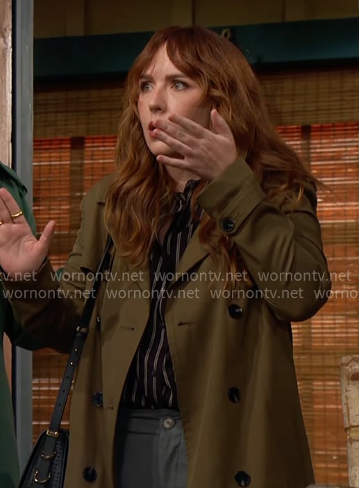 Mariah’s green trench coat on The Young and the Restless Mariah’s green trench coat on The Young and the Restless