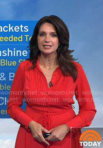 Maria's red pleated shirtdress on Today