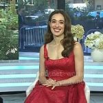 Marina Squerciati’s red jacquard midi dress on Today