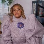 Mary’s lilac lace confessional top on The Real Housewives of Salt Lake City