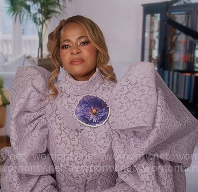 Mary’s lilac lace confessional top on The Real Housewives of Salt Lake City Mary’s lilac lace confessional top on The Real Housewives of Salt Lake City