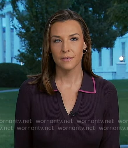 Mary’s purple ribbed polo dress on Good Morning America Mary’s purple ribbed polo dress on Good Morning America