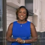 Maya Feller’s blue sleeveless mini dress on Good Morning America Maya Feller’s blue sleeveless mini dress on Good Morning America