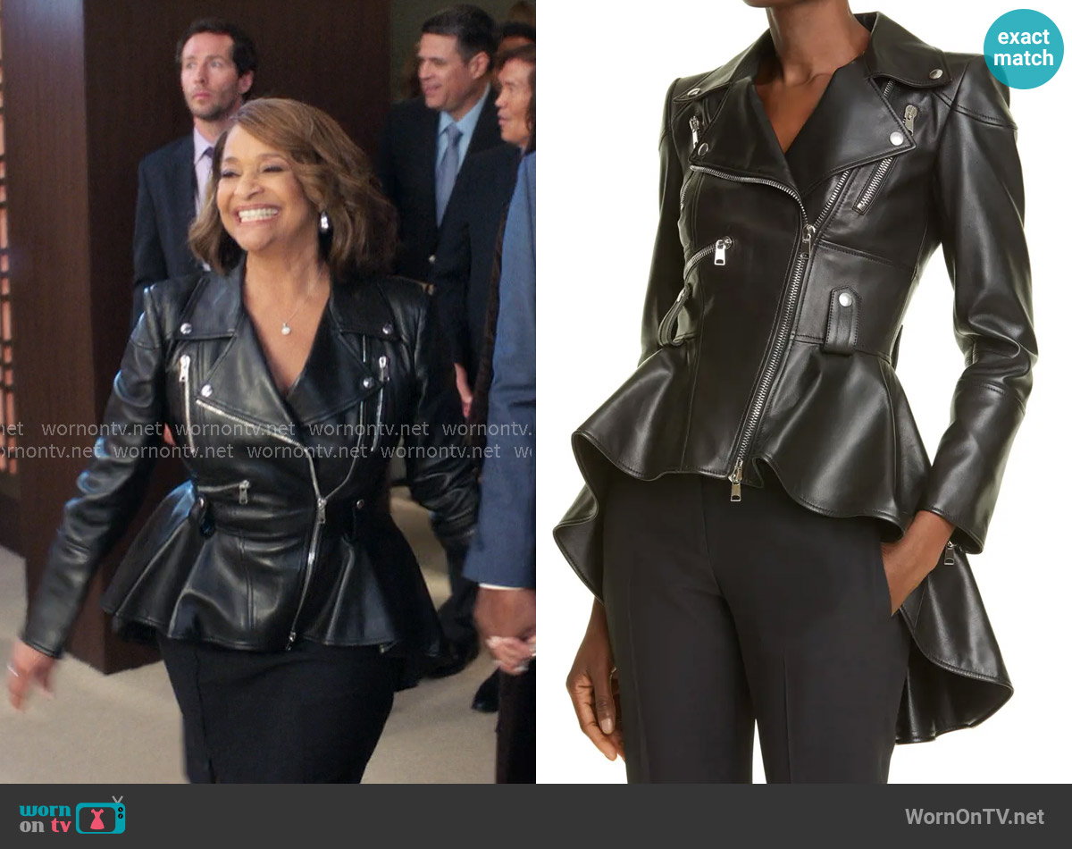 WornOnTV: Catherine’s black leather peplum moto jacket on Greys Anatomy ...