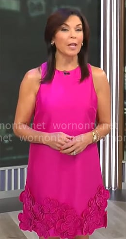 Meg Oliver’s pink flower applique dress on CBS Mornings