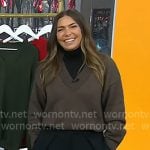 Melissa’s brown v-neck sweater and wide-leg pants on Today